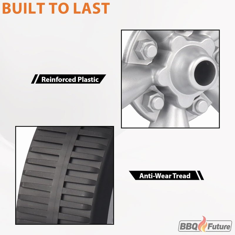 BBQ Future Replacement Wheels for Weber Kettle Grills, 6 Inch Grill Wheels for Weber Charcoal Grills, 65930 BBQ Caster Wheel Parts with Hub Caps, Silver - Image 5